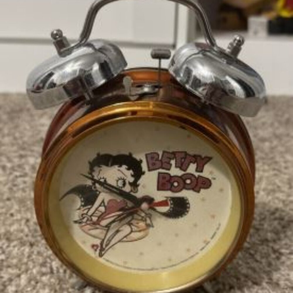 Betty Boop Twin Bell  Movie Wind Up Alarm Clock Vandor  - Tested working